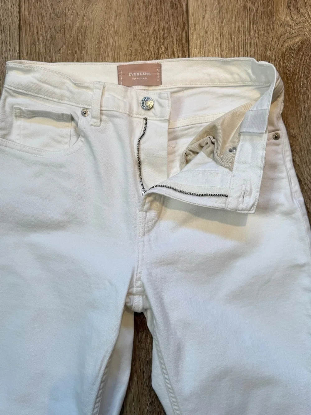 Everlane High Rise Straight Leg Jeans Ecru 27 Reg EUC
